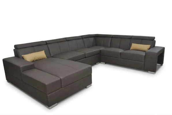Ecke Leder Modern XXL Couch Wohnlandschaft Ledersofa Sofa U-Form C4010 Tisch Neu