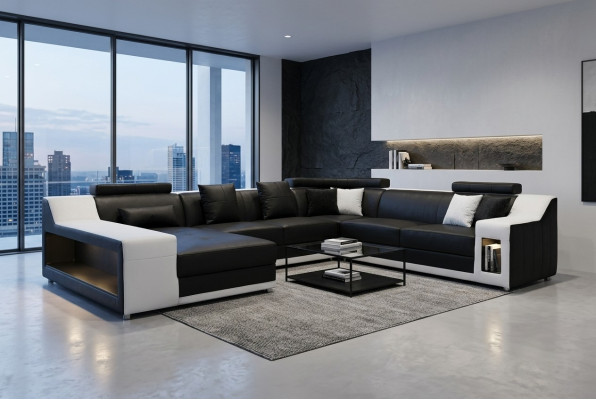 Wohn Couch Leder Landschaft Sofa Polster Garnitur Eck Sofas Sitz Garnituren Neu