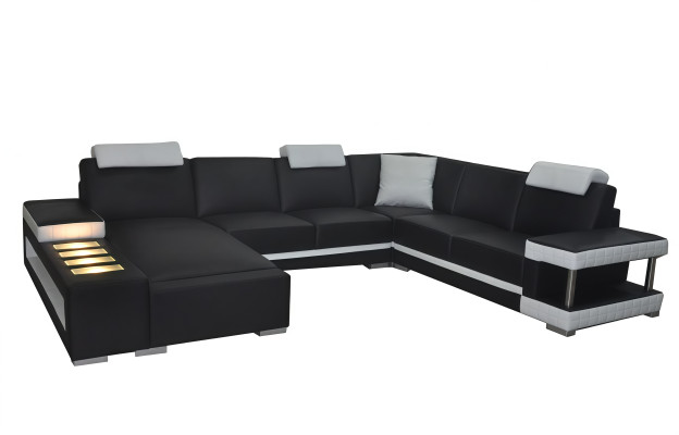 Designer Leder Polster Ecke Sofa Polster Eck Landschaft Zimmer Big Leder