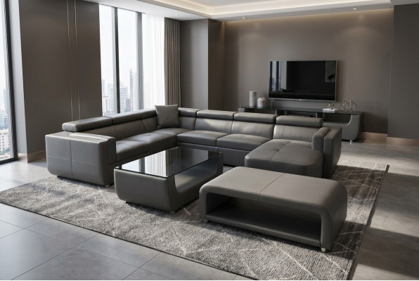 Designer Leder Polster Sitz Ecke Leder Sofa Polster Eck Landschaft Zimmer A1186