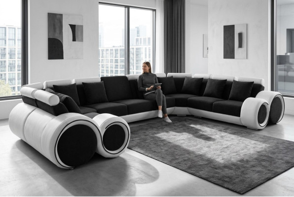 Ecke Leder Modern XXL Couch Wohnlandschaft Ledersofa Sofa U-form A1163 +