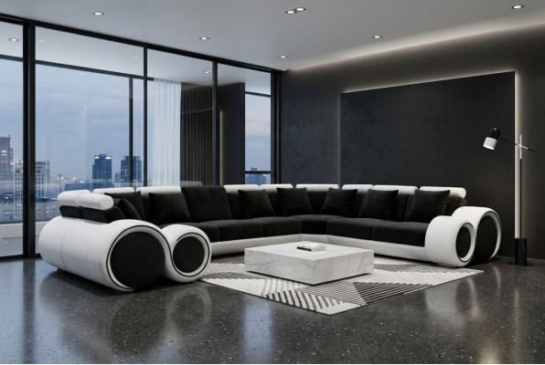 Ecke Leder Modern XXL Couch Wohnlandschaft Ledersofa Sofa U-form A1163 +