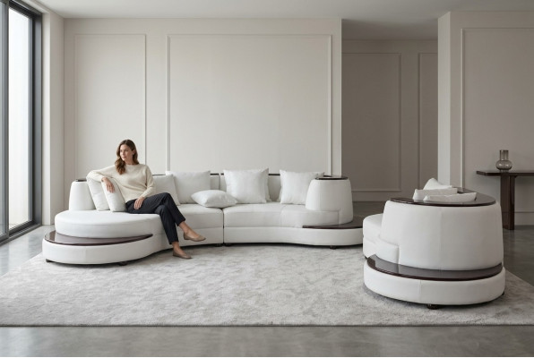 Luxus Wohn Eck Leder Garnitur Landschaft Polster Ecke XXL Big Sofa