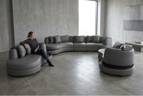 Luxus Wohn Eck Leder Deko Garnitur Landschaft Polster Ecke XXL Big Sofa