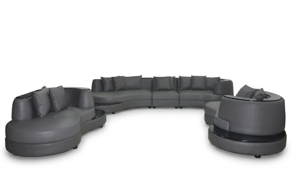 Luxus Wohn Eck Leder Deko Garnitur Landschaft Polster Ecke XXL Big Sofa
