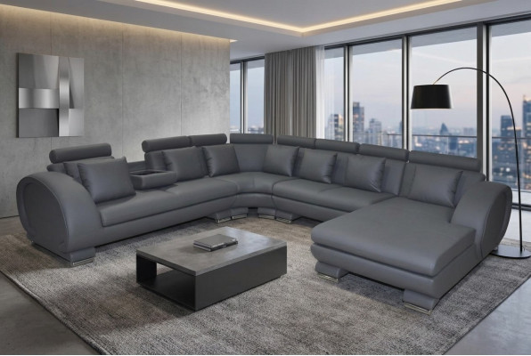 Eck Leder Sofa Couch Polster Sitz Wohnlandschaft Design XXL U Form