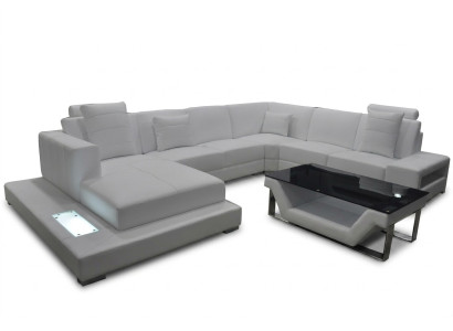 Eck Leder Sofa Couch Polster Ecke Sitz Garnitur Wohnlandschaft Design XXL U Form