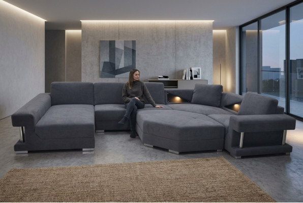 Eck Sofa Couch Polster Ecke Wohn Zimmer Landschaft Designer CouchenTextil A1131
