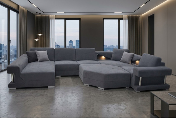 Eck Sofa Couch Polster Ecke Wohn Zimmer Landschaft Designer CouchenTextil A1131