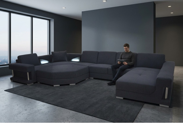 Eck Sofa Couch Polster Ecke Wohn Zimmer Landschaft Designer CouchenTextil A1131-