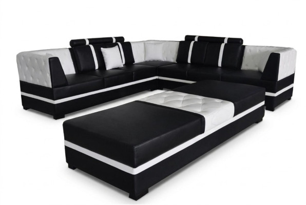Eck Sofa Couch Wohnlandschaft Leder Couchen Polster Ecke Sitz Garnitur