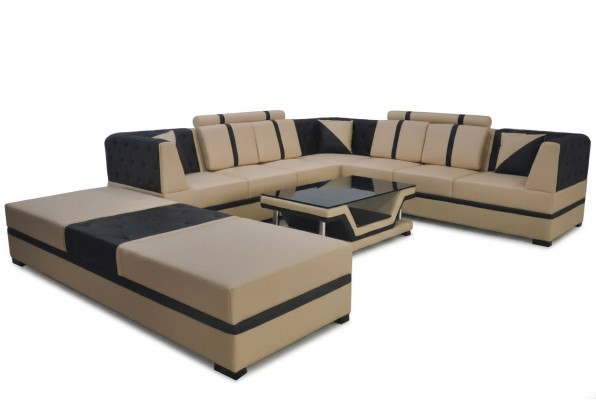 Eck Sofa Couch Wohnlandschaft Leder Ecke Couchen Polster Sitz Garnitur