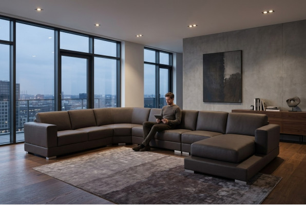 Ecke Leder Modern XXL Couch Wohnlandschaft Ledersofa Sofa U-Form A1127