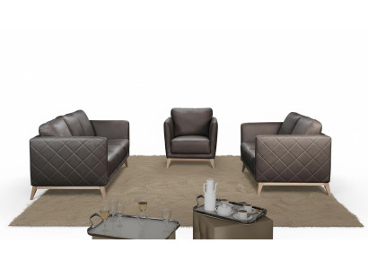 Leder Design Couch Polster Sitz 2+1+1 Garnitur Sofa Garnituren Kunstleder Set
