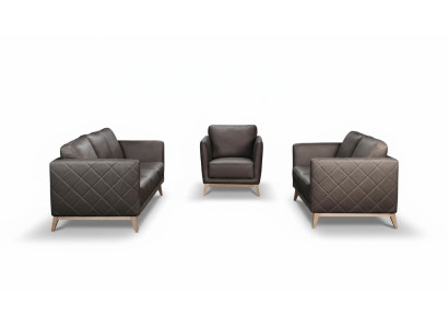 Leder Design Couch Polster Sitz 3+1+1 Garnitur Sofa Garnituren Kunstleder