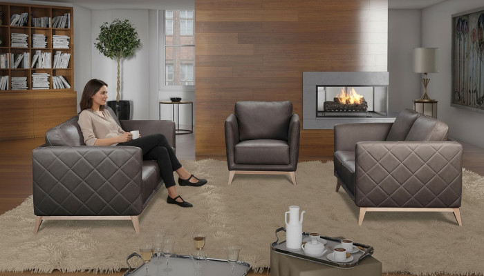 Leder Design Couch Polster Sitz Garnitur Sofa Garnituren Kunstleder 3+2+2 Neu