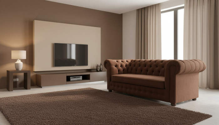 Chesterfield 3 Sitzer Couch Polster Textil Couchen Sitz Wohnzimmer Sofa Braun