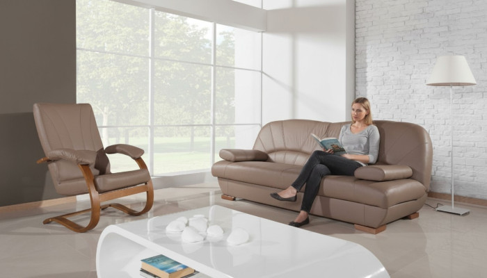 Design Sofa Echtleder Sofagarnitur 3+1 Sitz Modernes Couch Polster