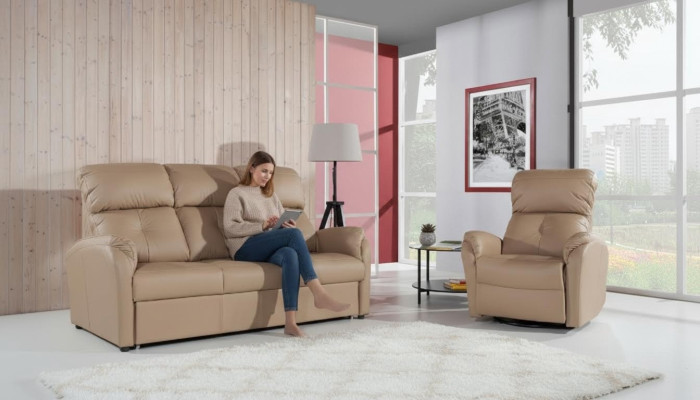 Echtleder Sofagarnitur 3+1 Sitz Modernes Sofa Couch Design Deko Polster