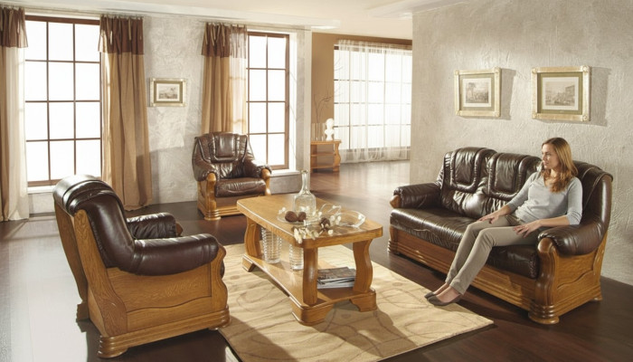 Ledersofa Männer Club Sofa Couch Polster Sitz Sofagarnitur 3+2+1 Komplett Set