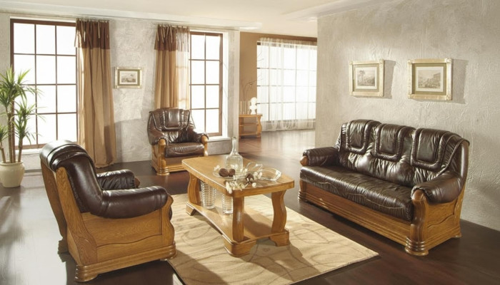 Ledersofa Männer Club Sofa Couch Polster Sitz Sofagarnitur 3+2+1 Komplett Set
