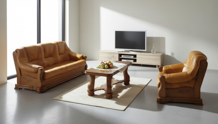 Klassische Wohnzimmer Möbel Sofagarnitur Ledersofa Sitzpolster Sofa