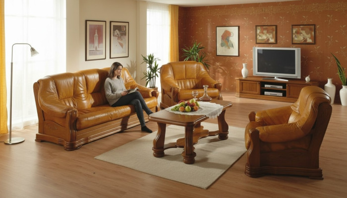 Dreisitzer Couch Klassische Ledersofa Couch Polster Sofa 3 Sitzer Leder