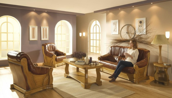 Robuste Leder Sofagarnitur 3+2 Sitzer Moderne Wohnzimmer Couchen