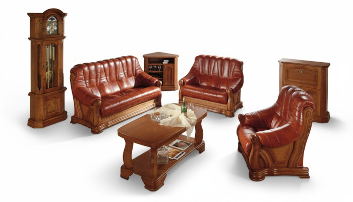 Antik Stil Ledersofa Couch Sofagarnitur 3+1+1 Sitzer Leder Italienisches Polster