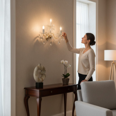 Wandleuchte Wand Lampe Leuchte Lampen Bohemia Kristall Kronleuchter Leuchten