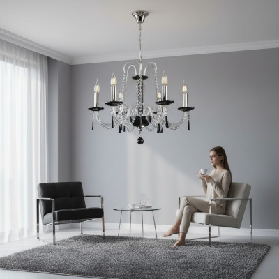 Kronleuchter Antik Stil Leuchte schwarz Leuchte Decken Lampen Luster Lampe Neu