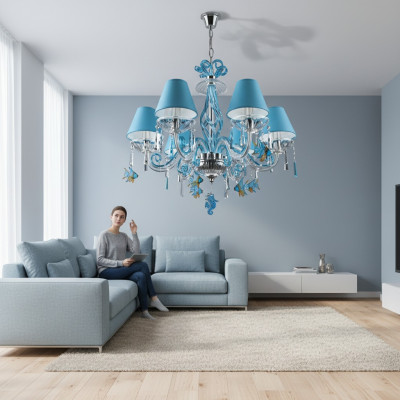 Bohemia Moderne Kronleuchter Licht Deckenleuchten Kronleuchter Kristall Blau Lampe