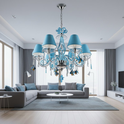 Bohemia Moderne Kronleuchter Licht Deckenleuchten Kronleuchter Kristall Blau Lampe