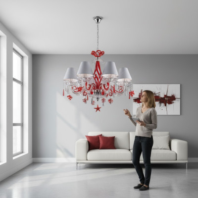 Kronleuchter Antik Stil rote Leuchte Decken Lampen Luster Lampe Kristall Design