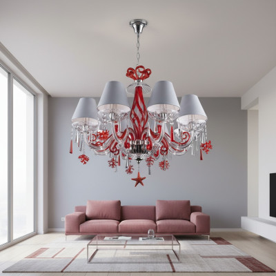 Kronleuchter Antik Stil rote Leuchte Decken Lampen Luster Lampe Kristall Design