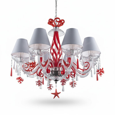 Kronleuchter Antik Stil rote Leuchte Decken Lampen Luster Lampe Kristall Design
