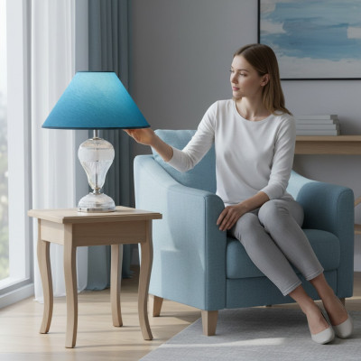 Leuchte Kristall Lampe Tischlampe Blaue Bohemia Steh Nachttisch Neu Schreibtisch
