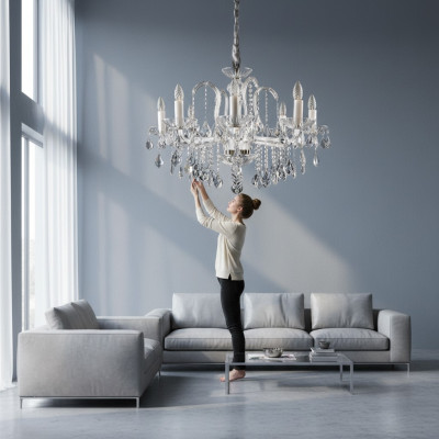 Kronleuchter Lampe Lampen Kristall Lichter Bohemia Deckel Kronleuchter