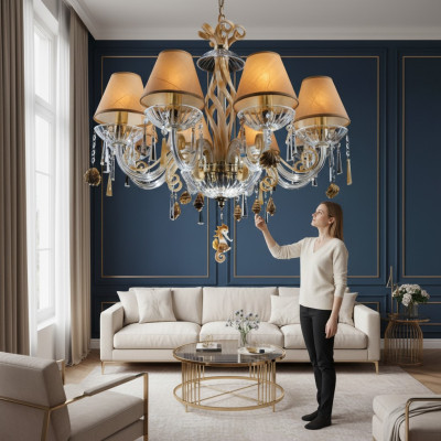 Luster Kristall Kronleuchter Hängeleuchte Leuchte Bohemia Lampe Deckenleuchte