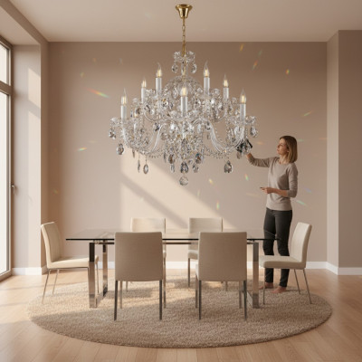 Bohemia Luster Kristall Kronleuchter Lampe Leuchte Deckenleuchte Hängeleuchte