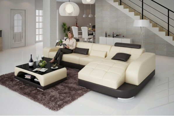 Ecksofa L-Form Designer Sofa Couch Polster Sitz Garnitur Leder Wohnlandschaft