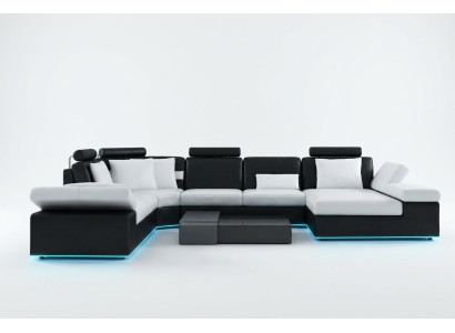 Moderne Sitzecke Ecksofa Sofa Polster Couch Wohnlandschaft Leder Sofa