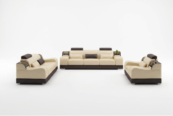 Sofagarnitur Couch Polster Sofa 3+3 Komplett Set Garnituren Design Leder 2tlg.