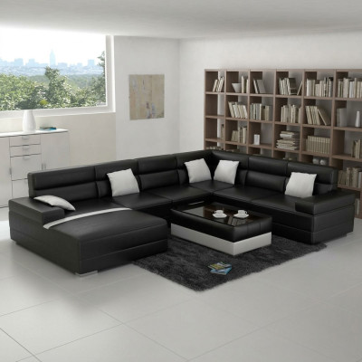Ledersofa Couch Wohnlandschaft Ecksofa Eck Garnitur Design Modern Sofa UForm USB