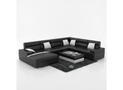 Ledersofa Couch Wohnlandschaft Ecksofa Eck Garnitur Design Modern Sofa UForm USB