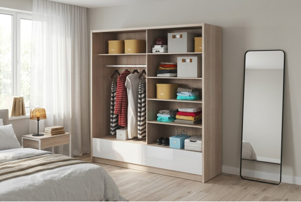 Garderobe Aufbewahrung 200cm Regal Schrank Archiv Dekorative Schiebetüren
