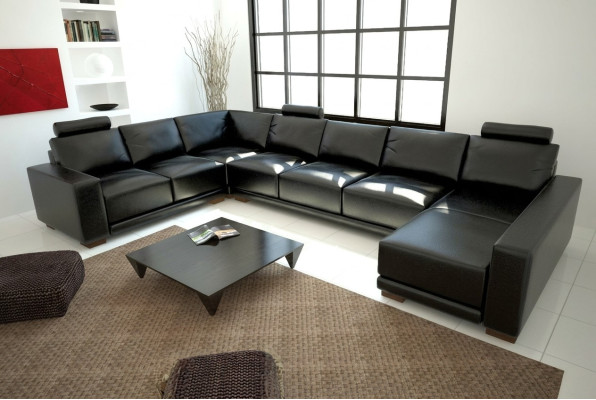 Ledersofa Couch Wohnlandschaft Ecksofa Eck Garnitur Design Modern Sofa mit USB