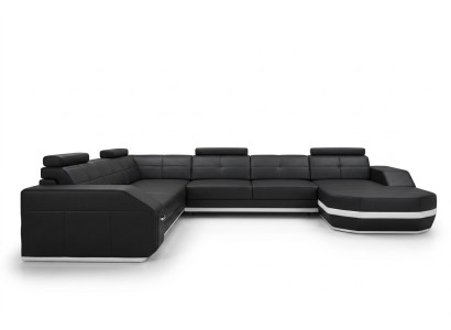 Design Sofa mit USB Couch Polster Ecksofa Wohnlandschaft Ledersofa Eckgarnitur