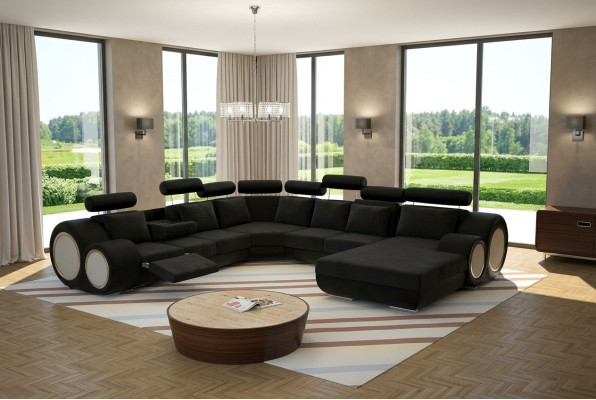 Sofa Designer Wohnlandschaft U-Form Couch Ecksofa mit USB Polster Garnitur Sofas