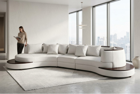 Luxus Wohn Eck Leder Garnitur Polster XXL Big Sofa mit USB UForm Ecke Landschaft